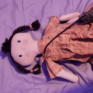 Katie's Kitten Rag Doll. CAT PURSE QUILT PATCH PRIMITIVE OOAK DOLL ANTIQUE.